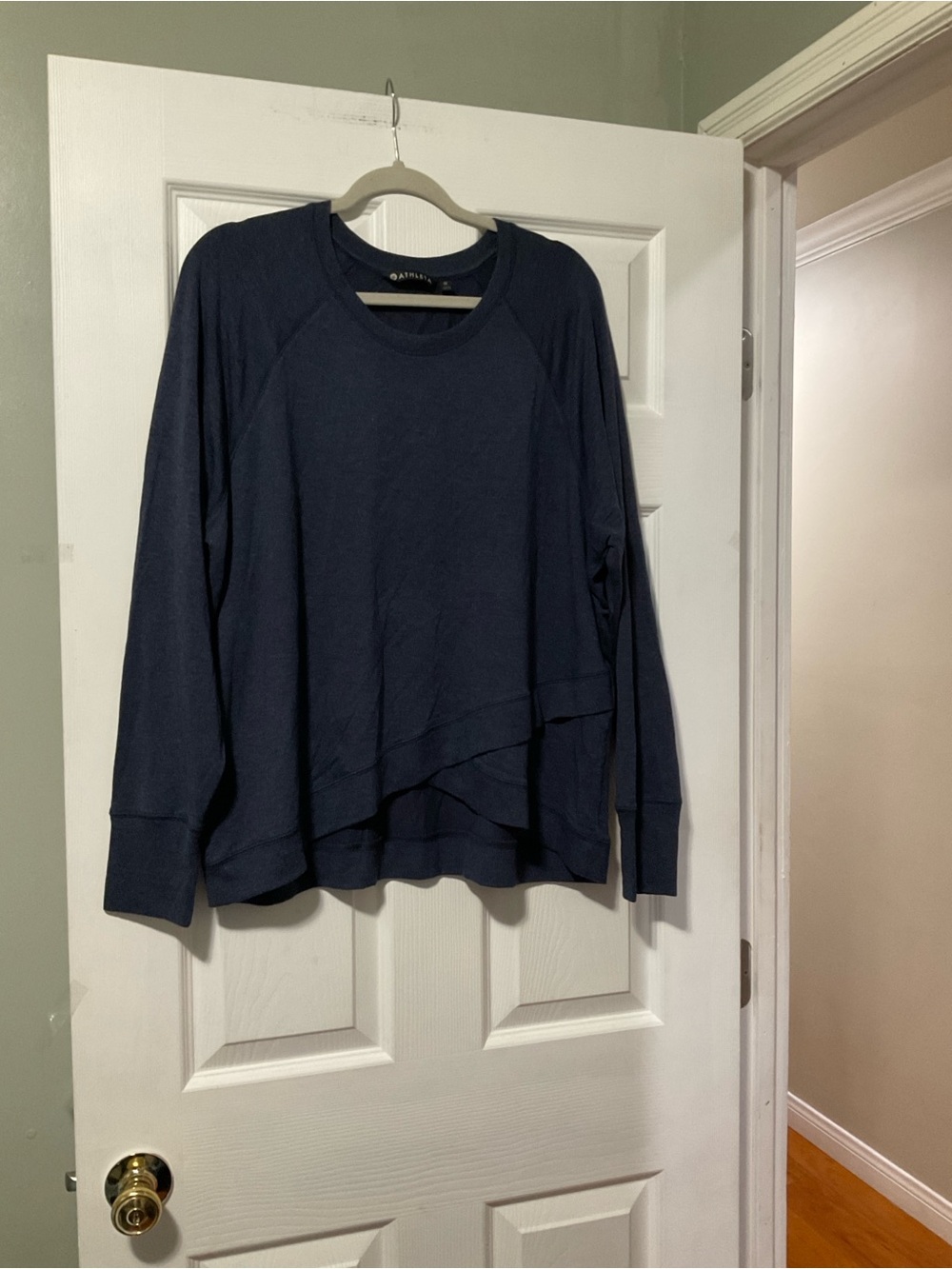 Athleta Navy Layered Hem Pullover Sweatshirt